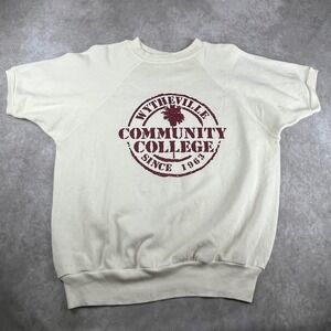Vtg 60s‎ 70s Wytheville Comm. College M/L Cream Crewneck Sweatshirt Short Sleeve